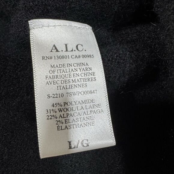 ALC Kenley Sweater Off the Shoulder Black Large Wool Alpaca Chic Modern Lux EUC - Picture 11 of 14